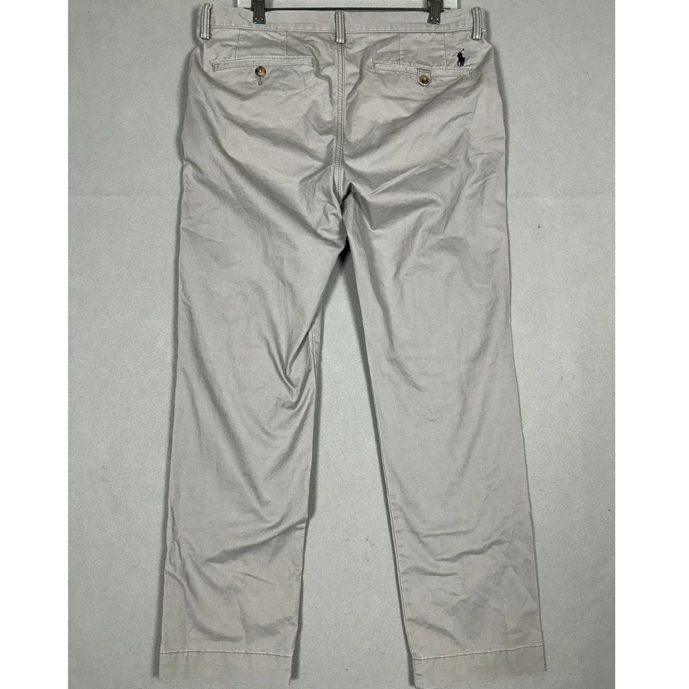 Polo Ralph Lauren Pants Mens 34X32 Grey Khakis Chino Stretch Straight Fit Pony